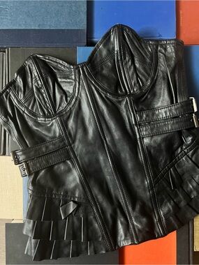 William Rast Leather Bustier Top